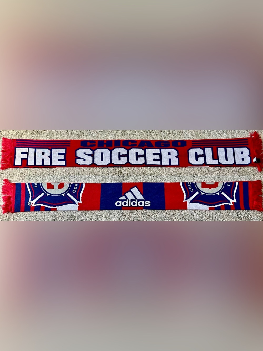 Chicago Fire SC Soccer Club Adidas Split Half Logo Soccer Scarf